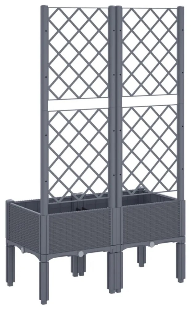 szürke PP rácsos kerti ültetőláda 80 x 40 x 142 cm