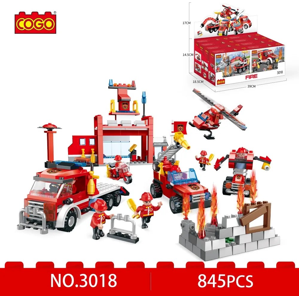 COGO® 3018 | lego-kompatibilis építőjáték | 845 db építőkocka | Tűzoltós 8-as készlet