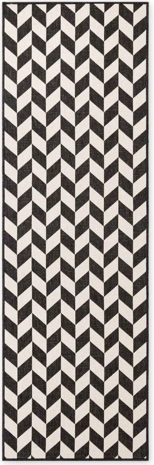 Fekete-krémszínű kültéri-beltéri futószőnyeg 80x200 cm Haringey Terrick – Ted Baker
