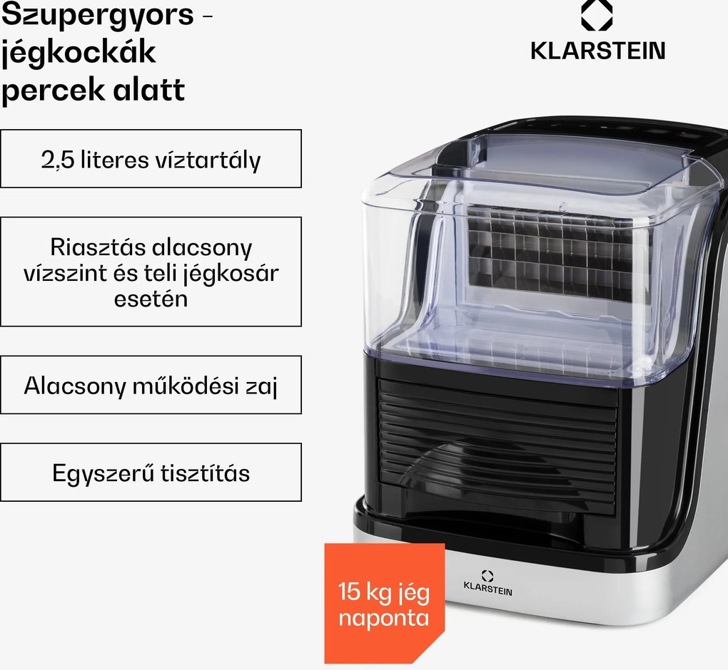 Klarstein Kristall jégkocka készítő, kristályjég 2 méretben, 2,5 l víztartály