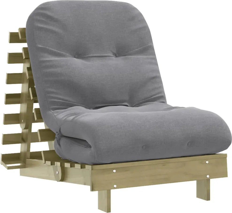 vidaXL tömör impregnált fenyőfa futon kanapéágy matraccal 70x206x11 cm