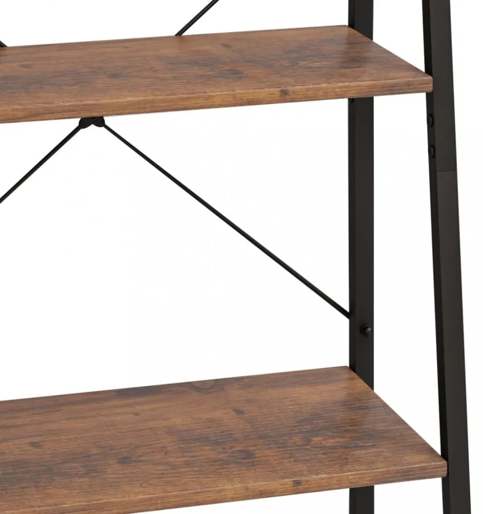 5 szintes sötétbarna és fekete állópolc 56 x 35 x 174 cm