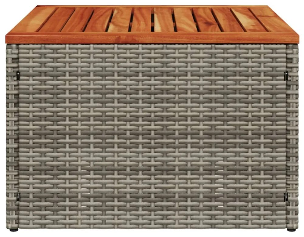 szürke polyrattan és akácfa kerti asztal 55 x 55 x 37 cm