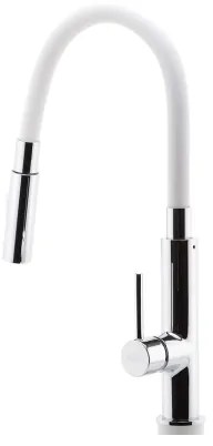 FERRO - Mosogató csap rugalmas karral fényezett króm/fehér