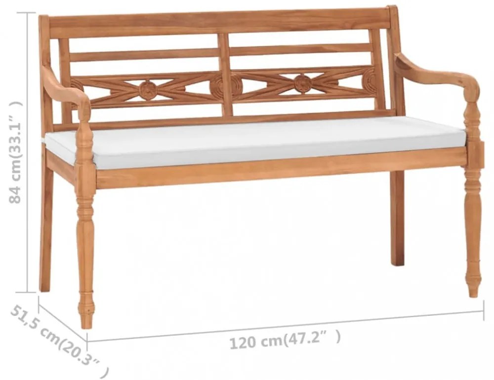 tíkfa Batavia pad párnákkal 120 cm