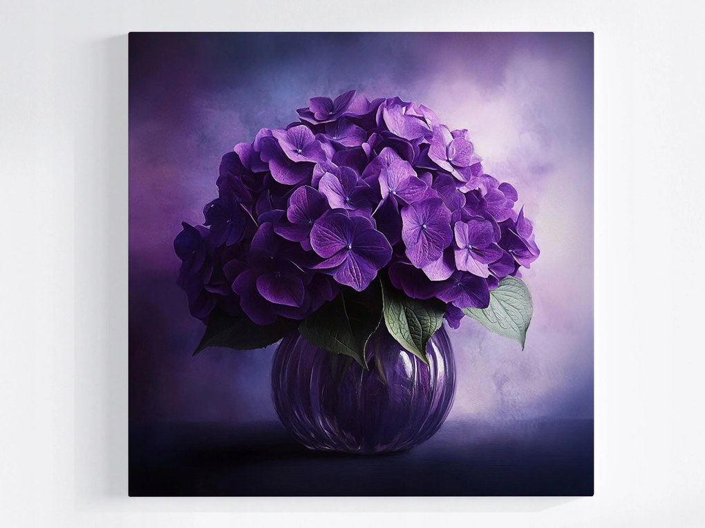 Poszter Lila Hortenzia Virágok Csokor Kompozíció 80x80