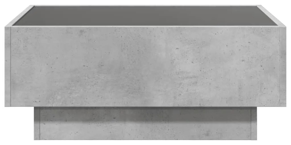 betonszürke szerelt fa dohányzóasztal LED-del 70 x 50 x 30 cm