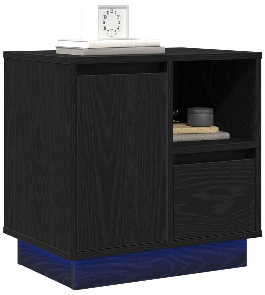 Éjjeli szekrények LED-del 2 db Fekete tölgy 50x34,5x50 cm