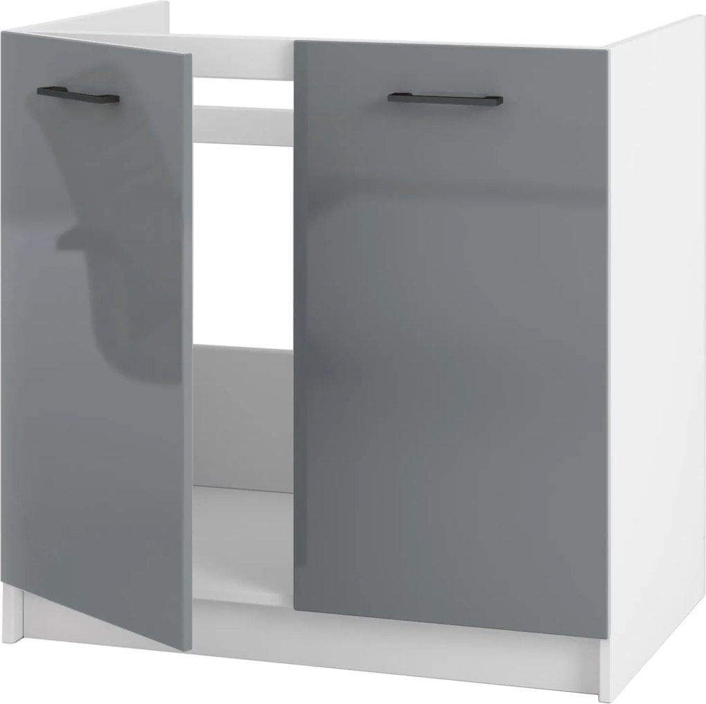 Konyhaszekrény Álló Alsó Akril Fényes Szürke Mosogatópult nélkül 80 CM