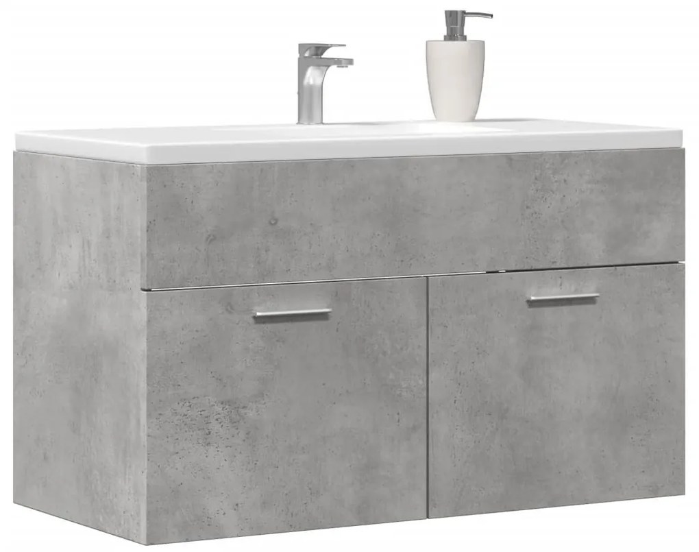 betonszürke szerelt fa mosdószekrény 80 x 38,5 x 46 cm
