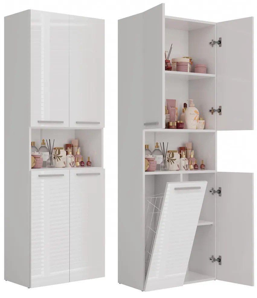 1K DK fürdőszoba szekrény, fényes fehér