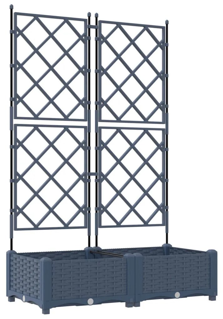 Kertvirágcserép trellissel 2 db Szürke 80x40x125.5 cm