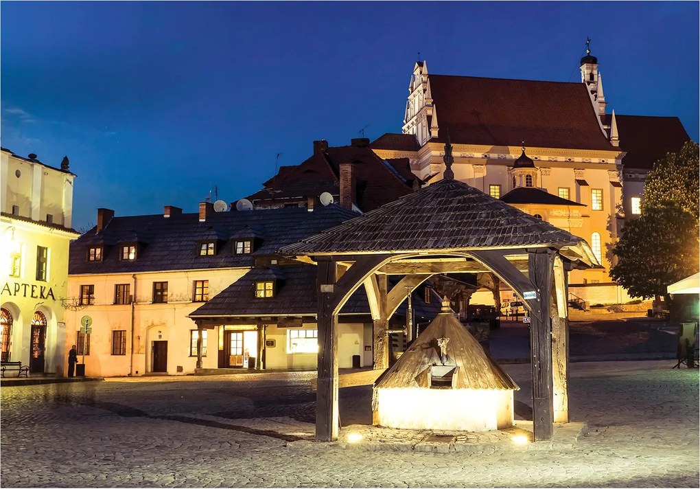 Fotótapéta Kázmér Alsó éjszakai piac kút macskakő 368x254 este +ragasztó