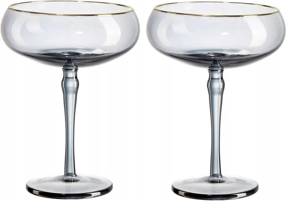 Pohárkészlet koktélokhoz, martinis poharak, 250 ml, fekete, 2 db