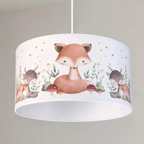 Brilagi - LED gyerek csillár zsinóron BOBO 1xE27/60W/230V átm. 35 cm fehér/állatmintás