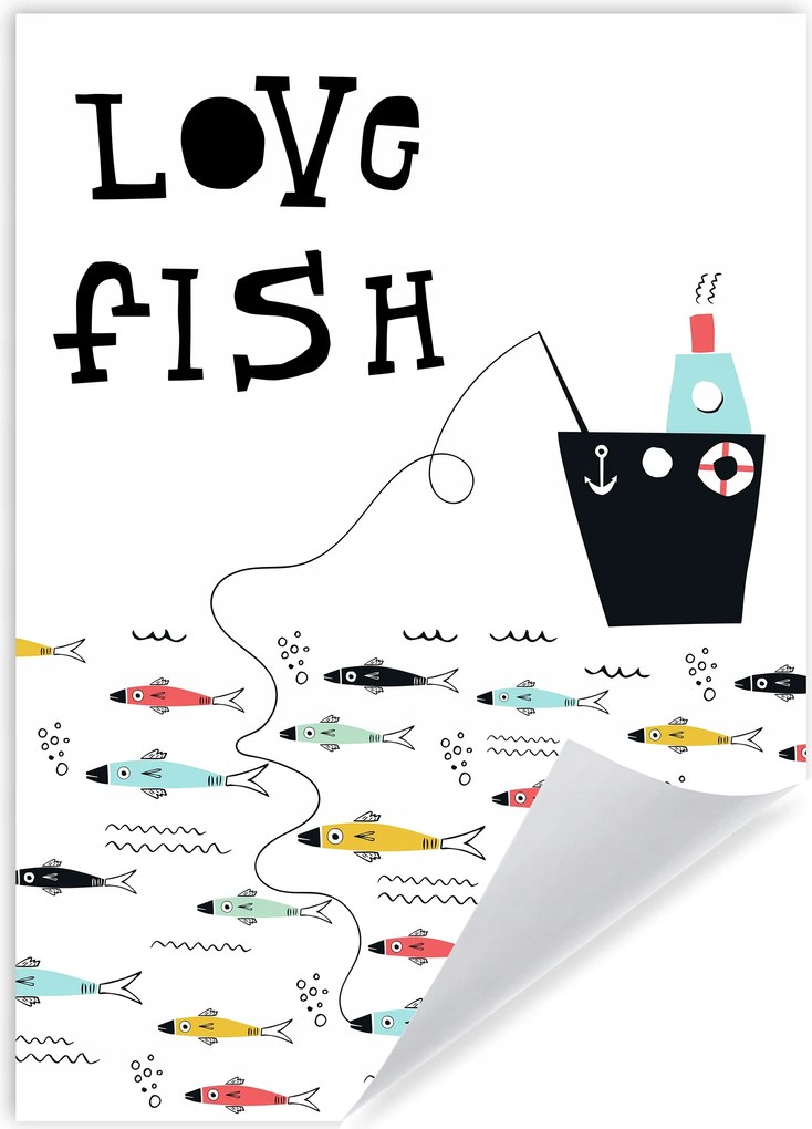 Poszter Gyerek felirat Love fish 50X70 cm