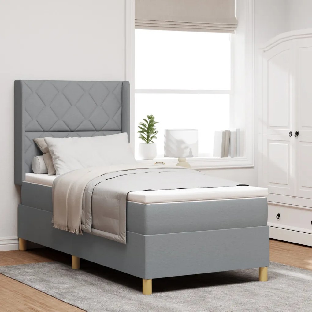 Boxspringágy Matrac 100x200 cm Világosszürke Anyag
