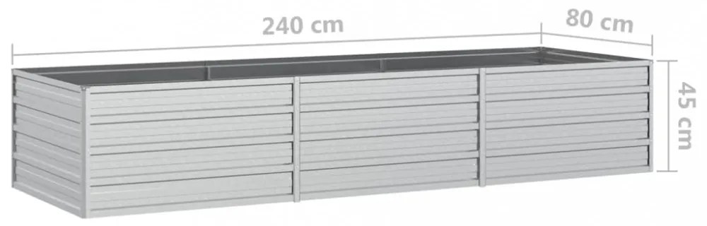 ezüstszínű horganyzott acél kerti magaságyás 240 x 80 x 45 cm