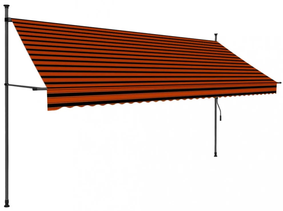 narancssárga-barna kézzel feltekerhető LED-es napellenző 350 cm