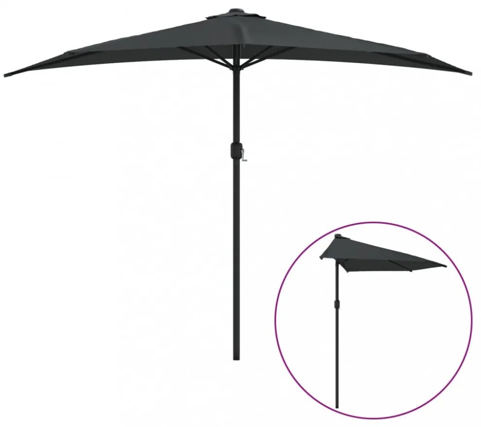 antracit féloldalas erkély napernyő alumíniumrúddal 300x155 cm