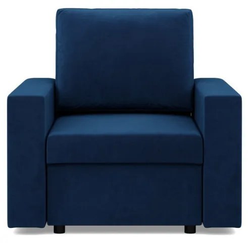 Zeus fotel, egyenes kartámasz, bársony, hab töltet, kék