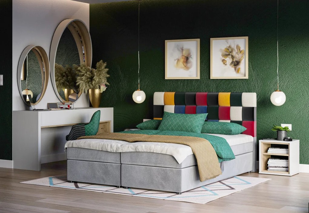 LEMON boxspring kárpitozott ágy, 180x200, itaka 14/kék