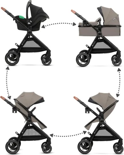 KINDERKRAFT - Kombinált babakocsi 3in1 ESME Sand bézs + autósülés MINK PRO