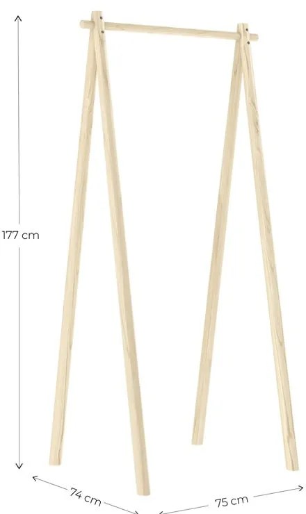 Natúr színű borovi fenyő ruhatartó állvány Hongi – Karup Design