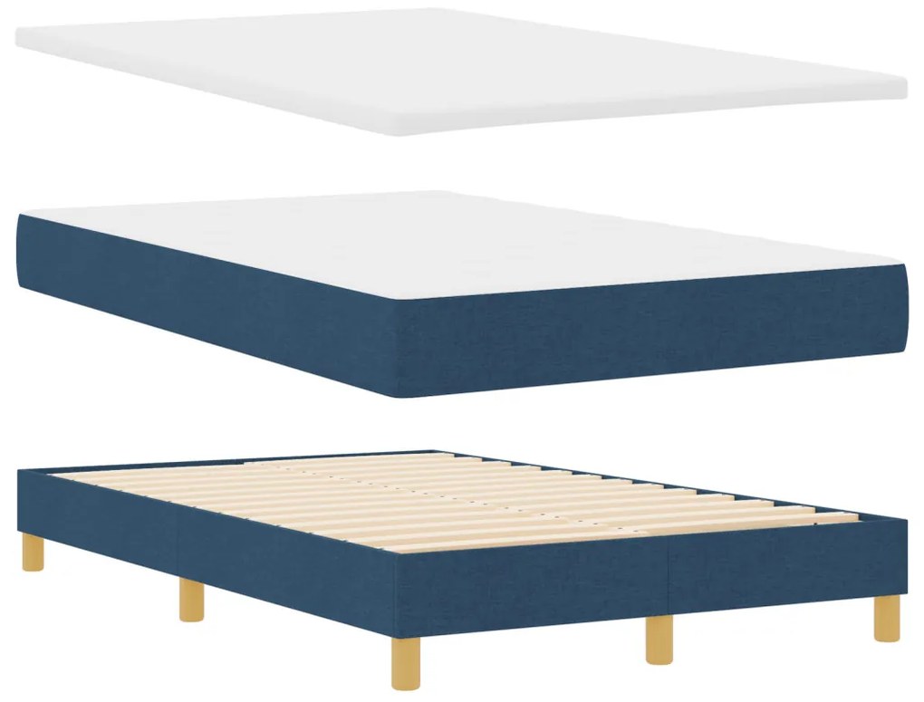 Box Spring Ágy Matraccal és LED Éjféli Kék 120x200 cm szövet