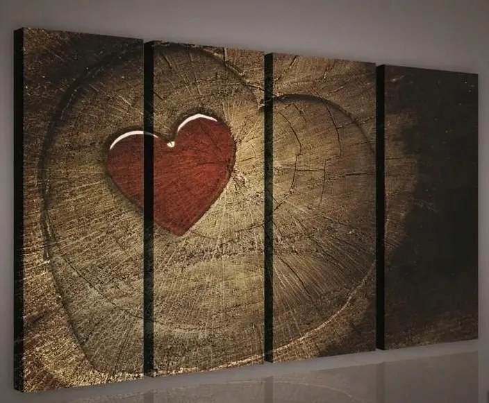 Vászonkép 120x80 Szív a fán szerelem fa vintage rusztikus meleg