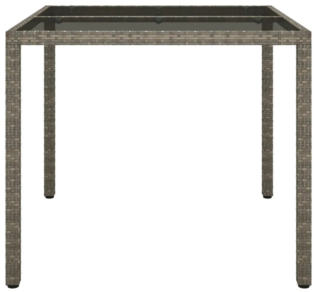 Kerti Étkezőasztal Szürke 90x90x75 cm Polirattan