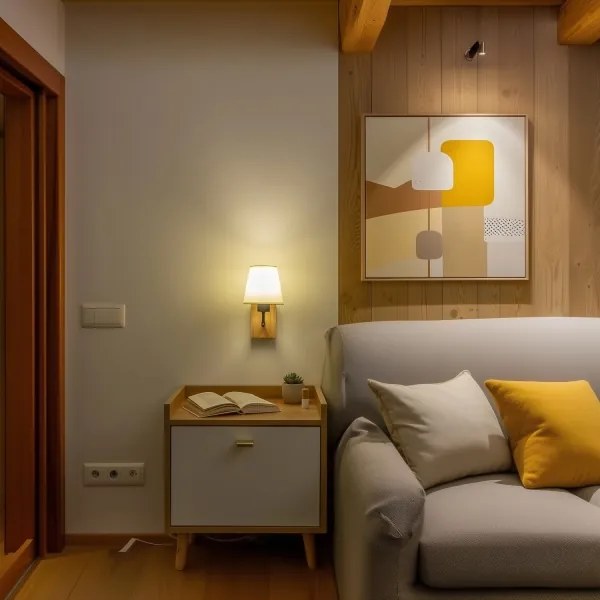 Brilagi - Fali lámpa NUBILA WOOD 1xE27/25W/230V tölgy/krémes