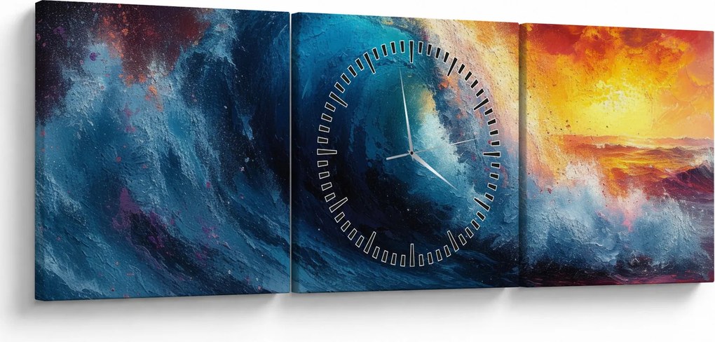 Kép - Hullám a naplementében (órával) (90x30 cm)