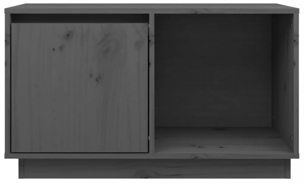 szürke tömör fenyőfa TV-szekrény 74x35x44 cm