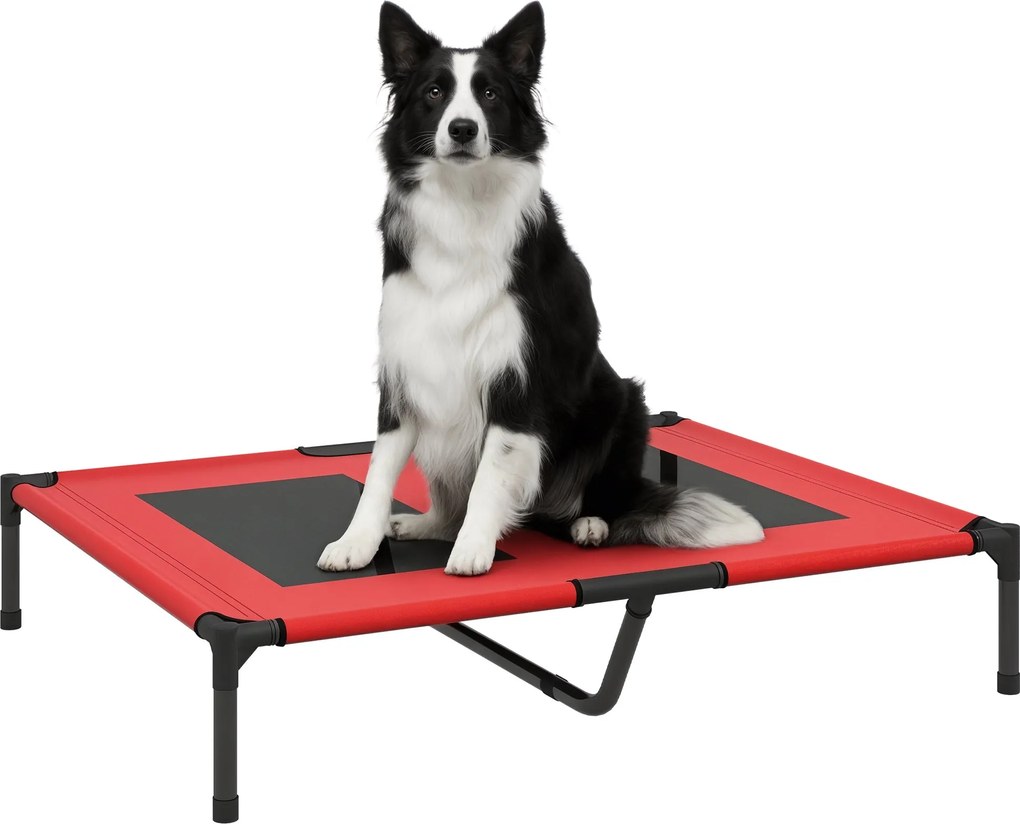PawHut Kutyás Fekhely Kültéri Alvóhely Kutyáknak Kanapé Ágy Macskáknak Kávé-Piros 92 x 76 x 18 cm | Aosom