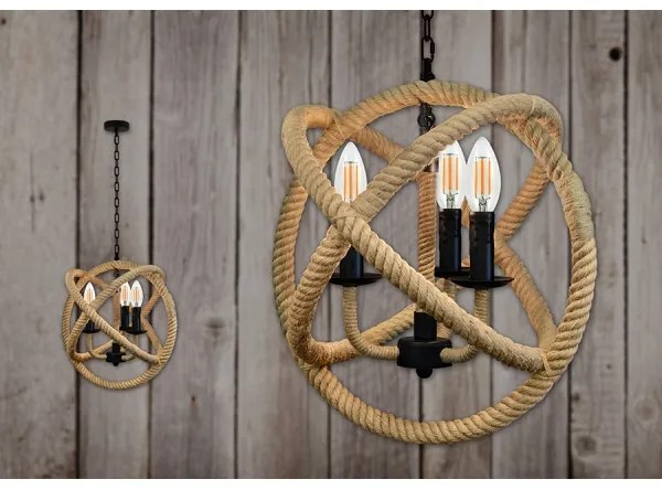 Csillár láncon ROPE GLOBO 3xE14/10W/230V