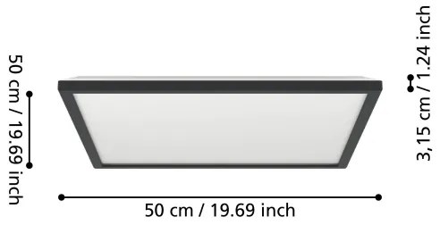 Eglo 901444- LED Fürdőszobai mennyezeti lámpa ROVITO 17W/230V 50x50 cm IP44 fekete
