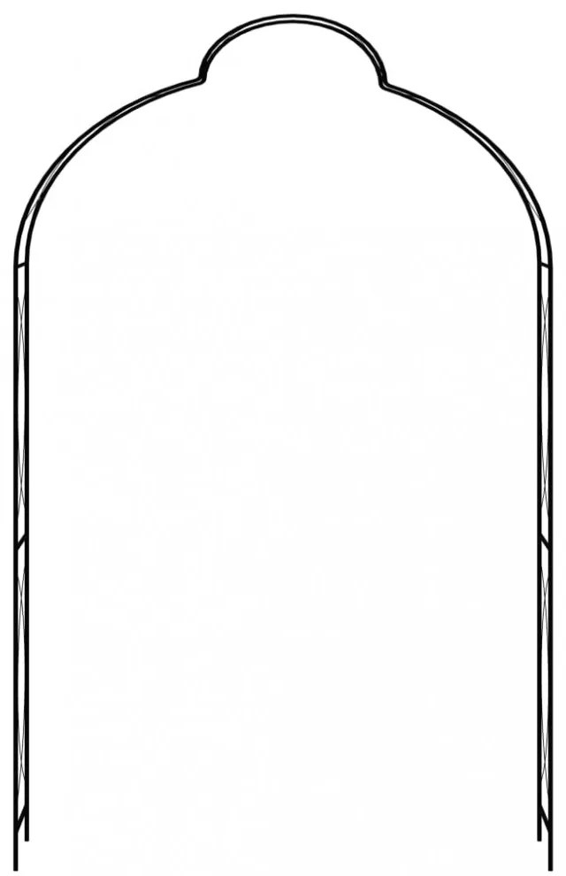 fekete vas kerti boltív kapuval 150 x 34 x 240 cm
