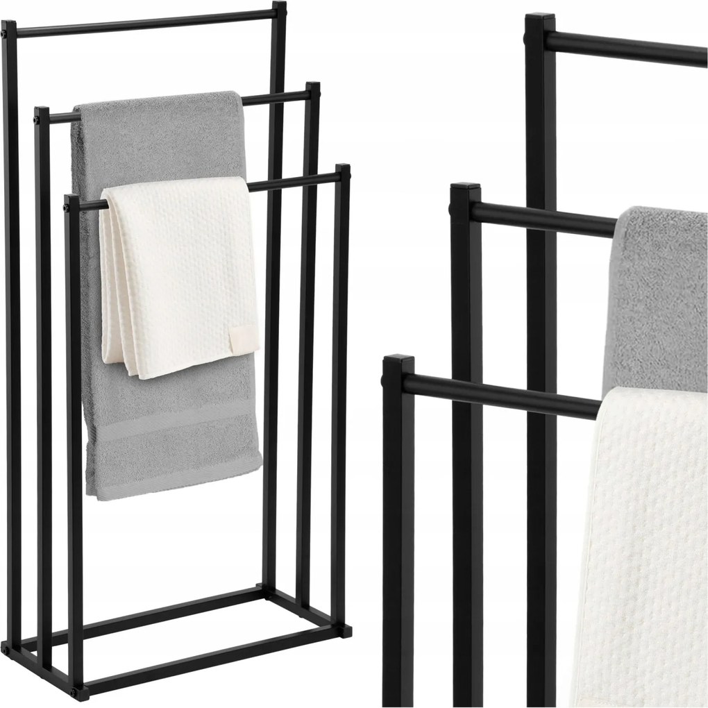 Fürdőszobai törölközőtartó állvány 3 szintes fürdőszobai akasztó fém loft