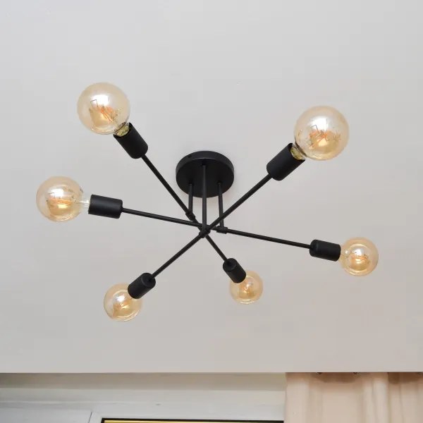 LED Felületre szerelhető csillár CAMBRIDGE 6xE27/8W/230V fekete