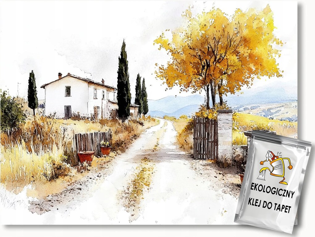 Fotótapéta Flizelina Tájkép Olaszország Toszkána Ház Hegyek Ősz 400x280 ragasztó