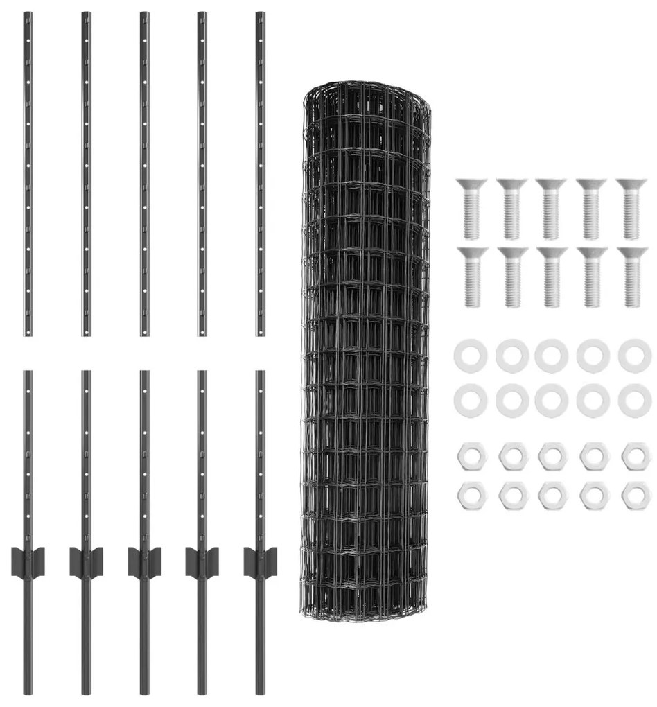 Kerti Kerítés Szett 2 db Szürke Fém 10 x 1 m Tartós