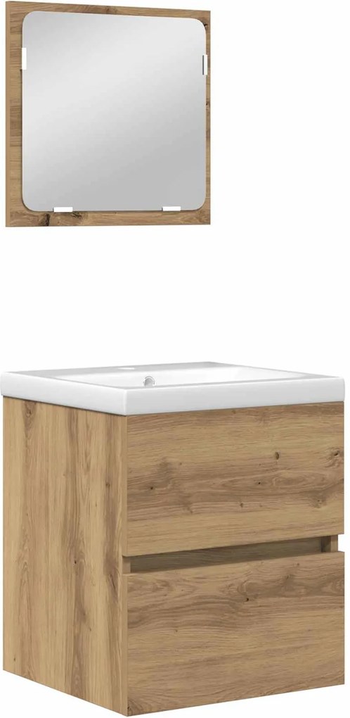 vidaXL Fürdőszoba bútor szett 2 pcs Artisan tölgy és fehér Faanyag