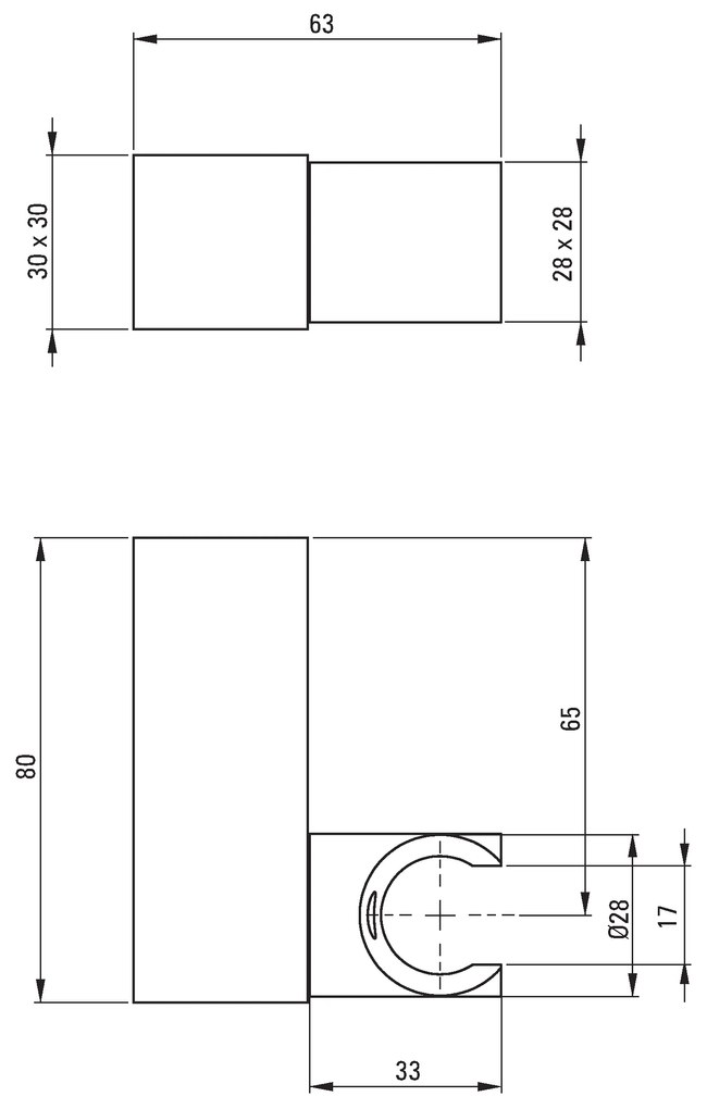 Deante Square Point sárgaréz kézi zuhanyfejtartó, króm, ANS_021U