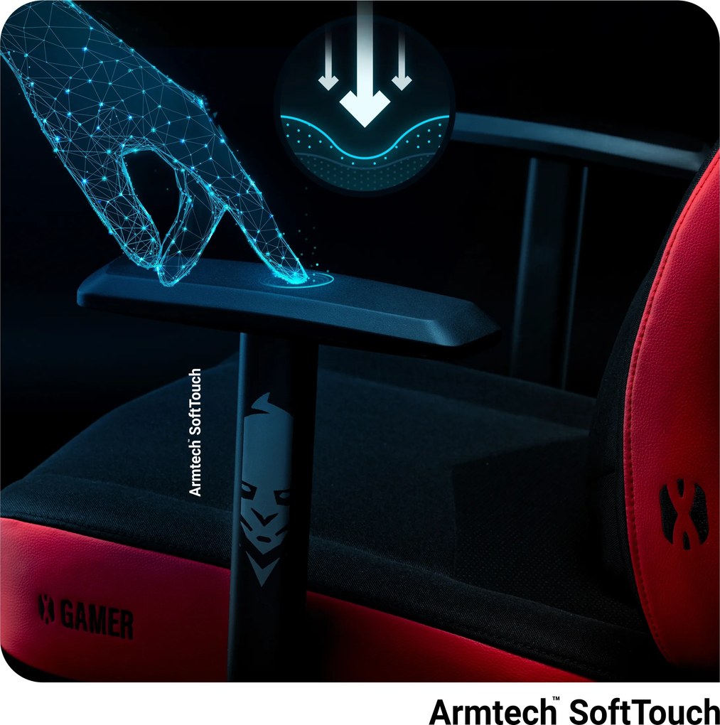 Gamer szék műbőr Normal Size, piros-fekete: Diablo X-Gamer 2.0 Deep Red