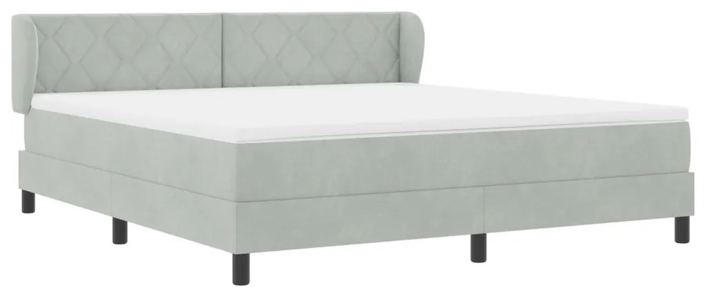Boxspring Ágy Matrac Világosszürke 180x200 cm, Bársonyos