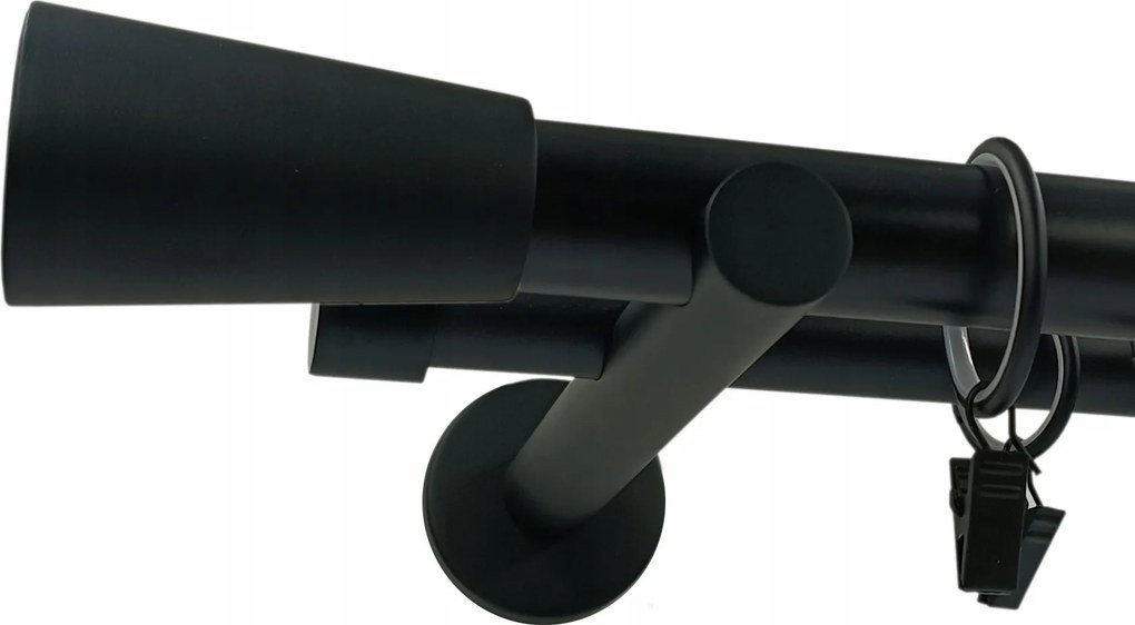 Dupla Függönykarnis Fekete Matt fi25+19mm 120cm Henger