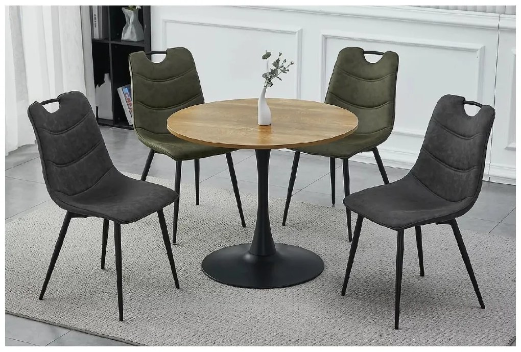 Kerek étkezőasztal AMADEO II 90x90 cm, tölgy dekorációval