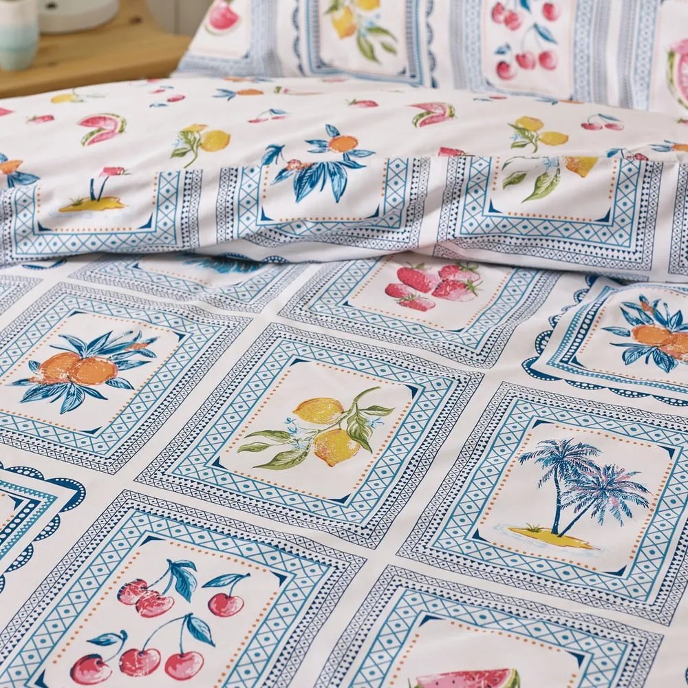 Kék kétszemélyes ágyneműhuzat 200x200 cm Riviera Tiles – Catherine Lansfield