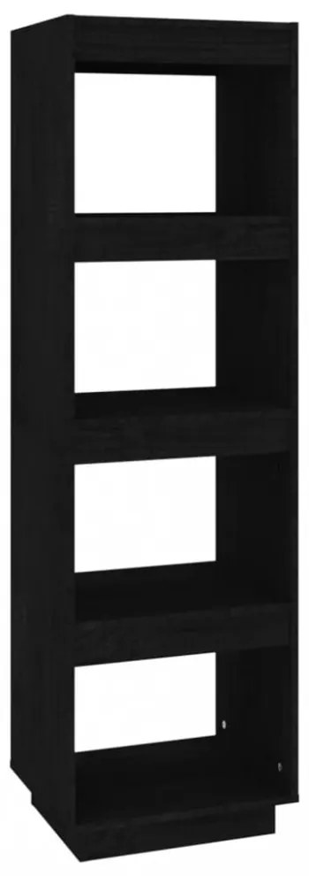 fekete tömör fenyőfa könyvszekrény/térelválasztó 40x35x135 cm